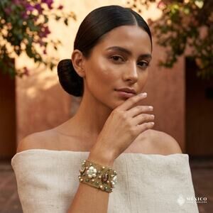 Mexican protetion bracelet charms  one of a kind  s-m 6.5 x 2 in